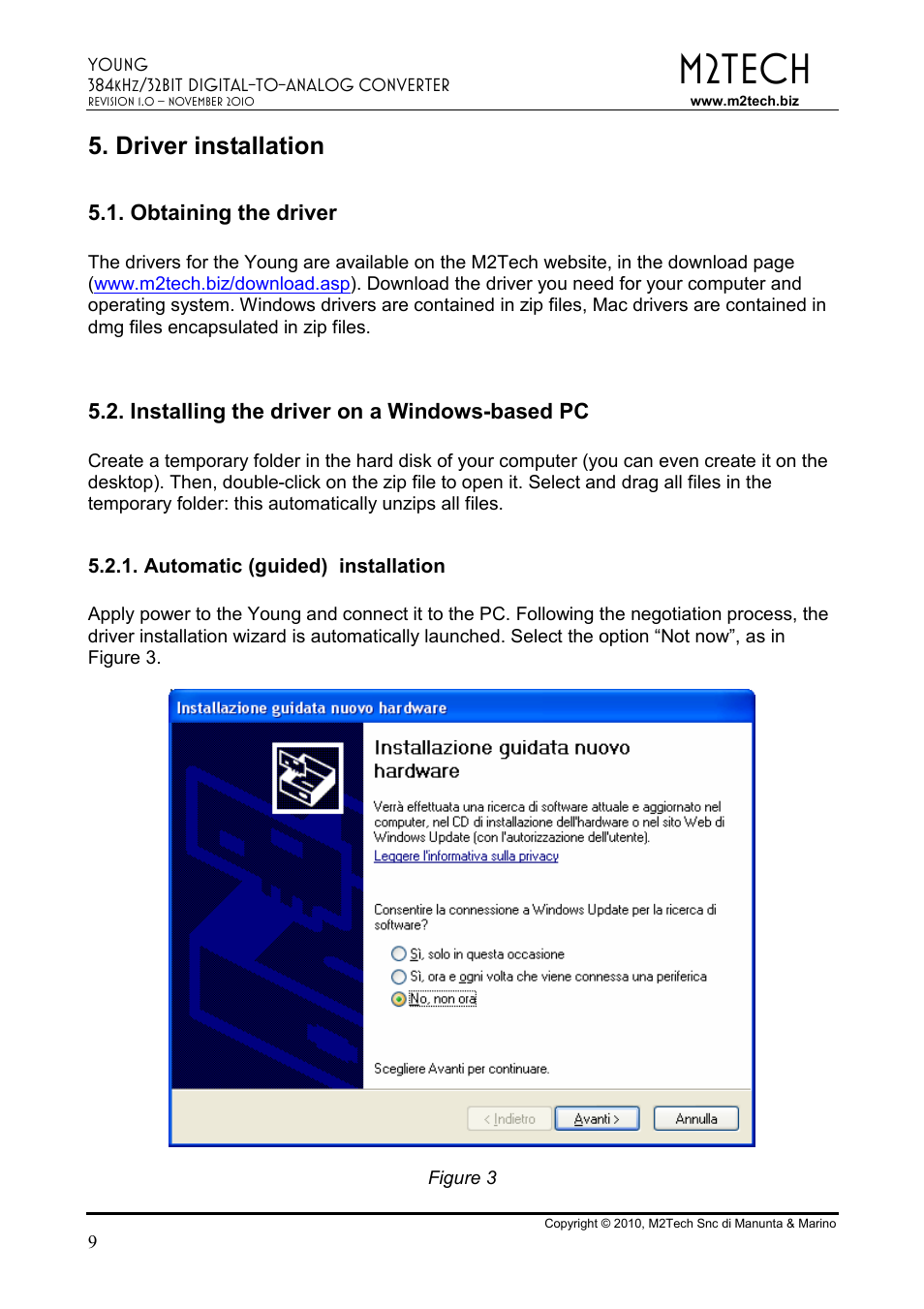 M2tech, Driver installation | M2TECH Young User Manual | Page 9 / 24