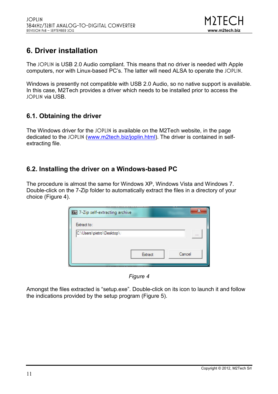 M2tech, Driver installation | M2TECH Joplin User Manual | Page 11 / 40