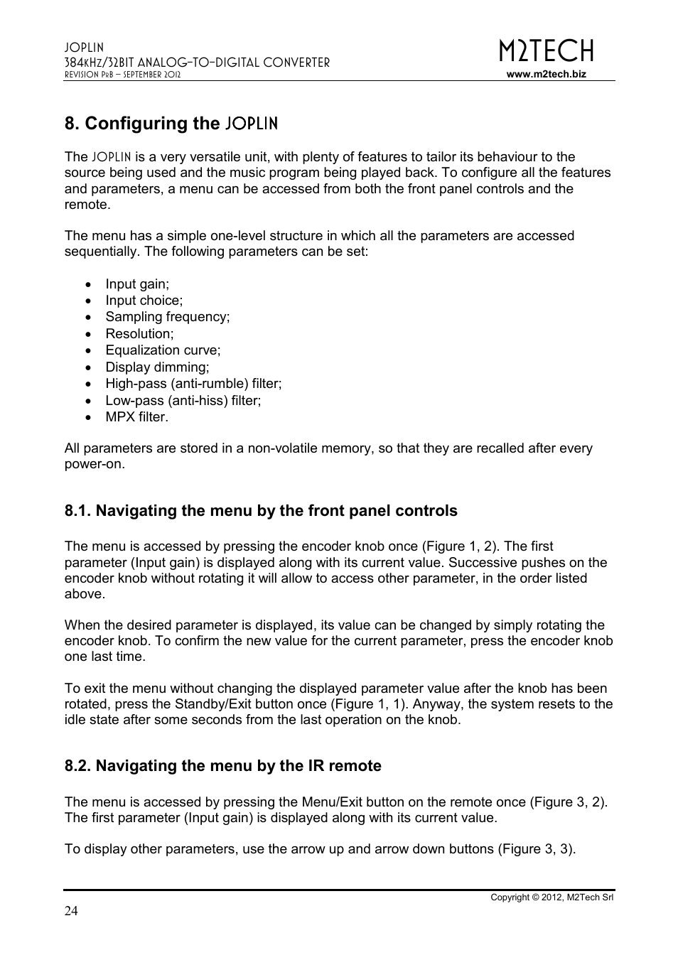 M2tech, Configuring the joplin joplin joplin joplin | M2TECH Joplin User Manual | Page 24 / 40