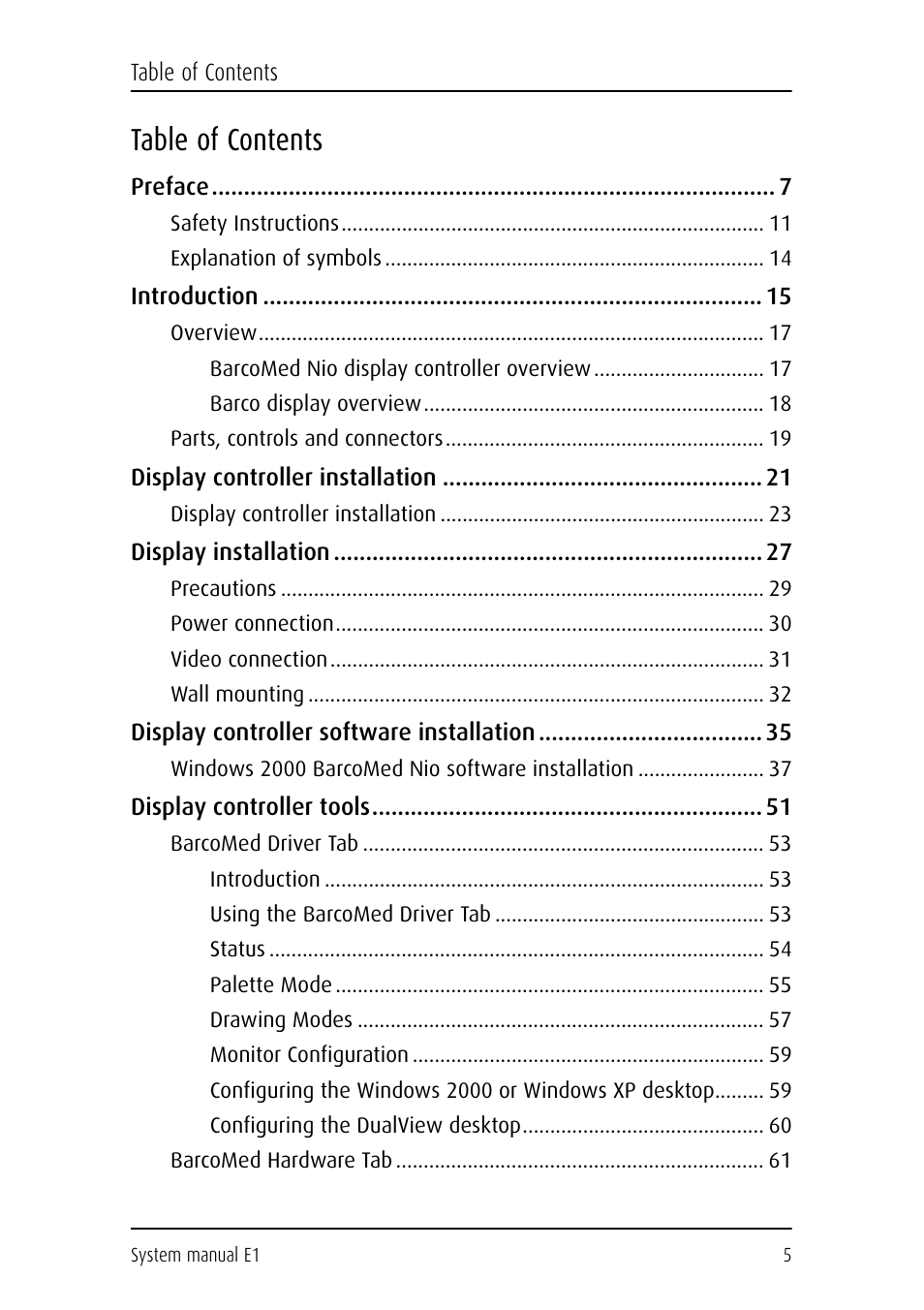 Barco E1 User Manual | Page 4 / 124
