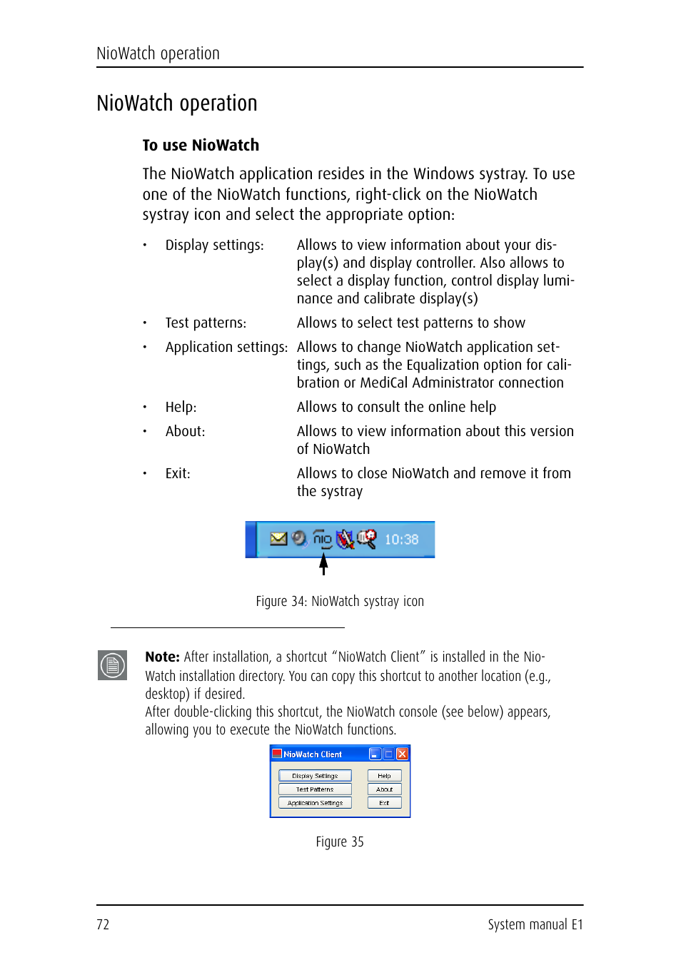 Niowatch operation, To use niowatch | Barco E1 User Manual | Page 71 / 124