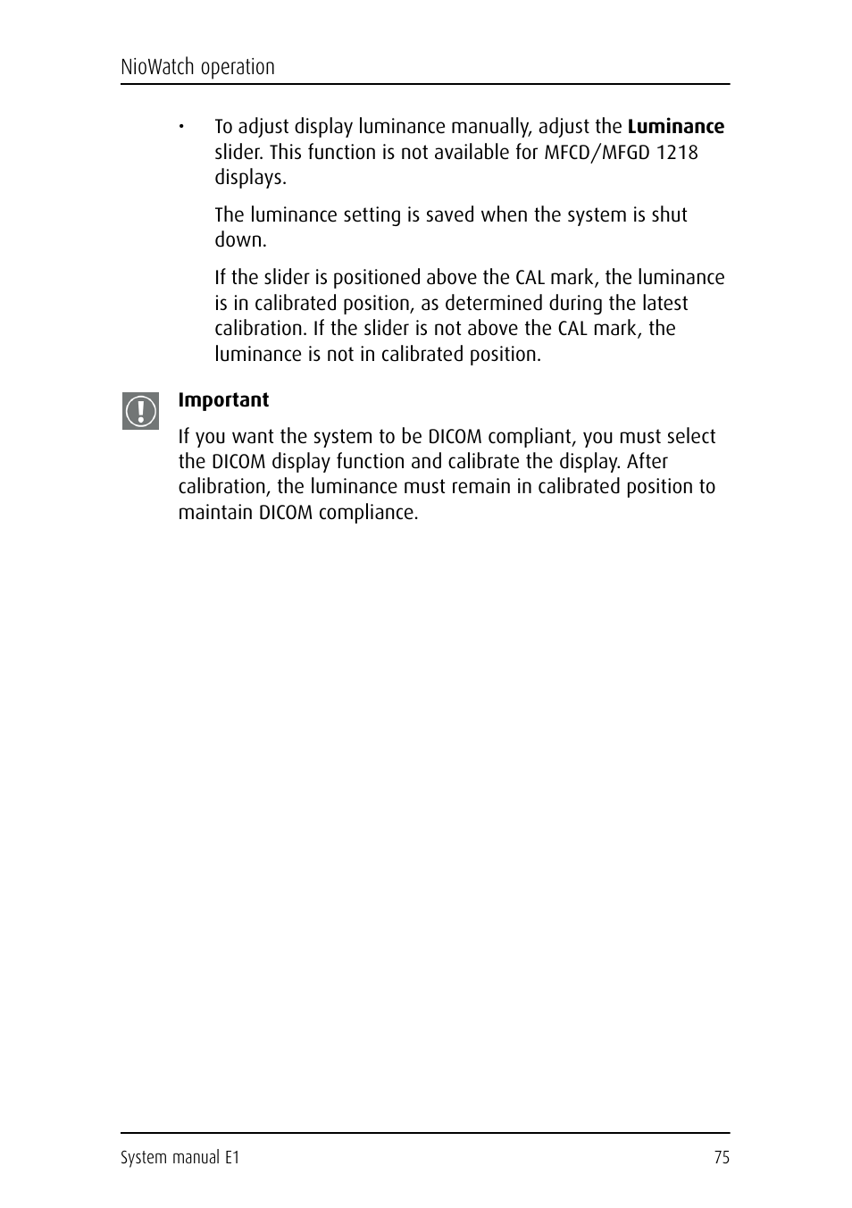 Important | Barco E1 User Manual | Page 74 / 124