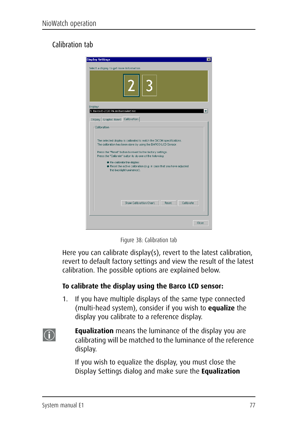 Calibration tab | Barco E1 User Manual | Page 76 / 124
