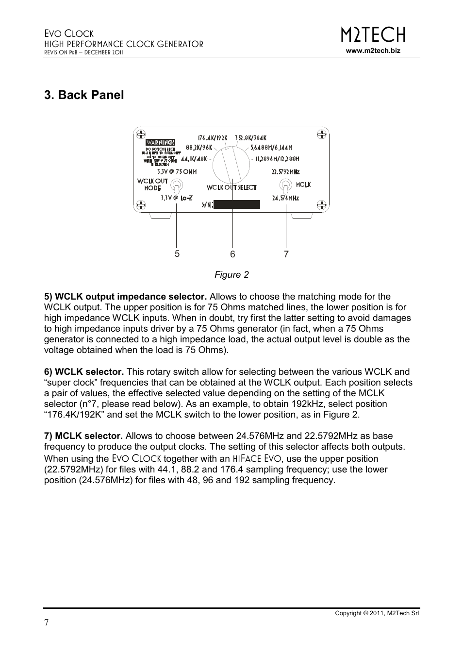 M2tech, Back panel | M2TECH Evo Clock User Manual | Page 7 / 10