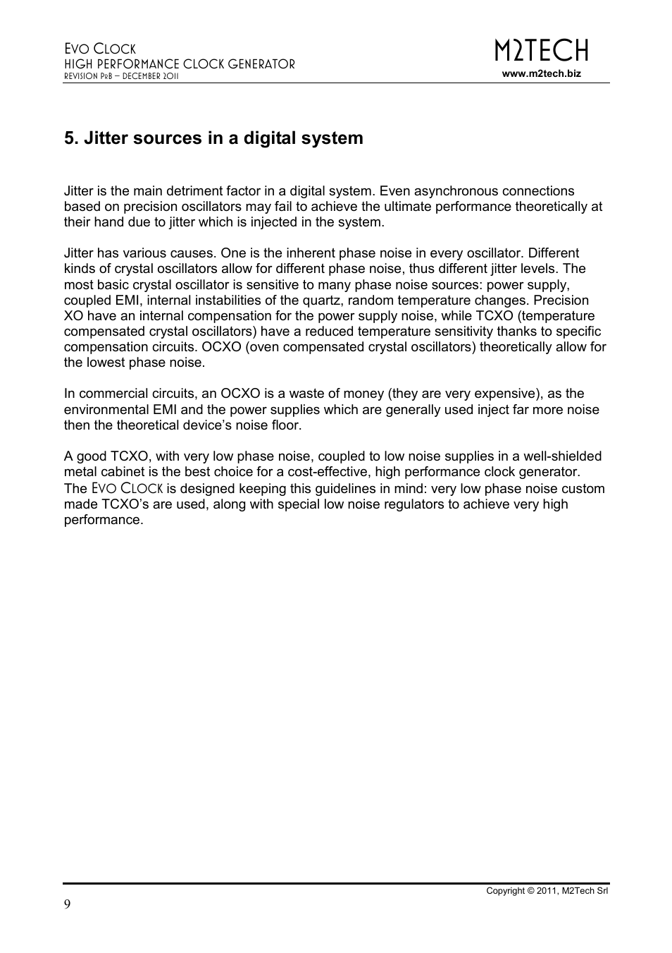 M2tech, Jitter sources in a digital system | M2TECH Evo Clock User Manual | Page 9 / 10