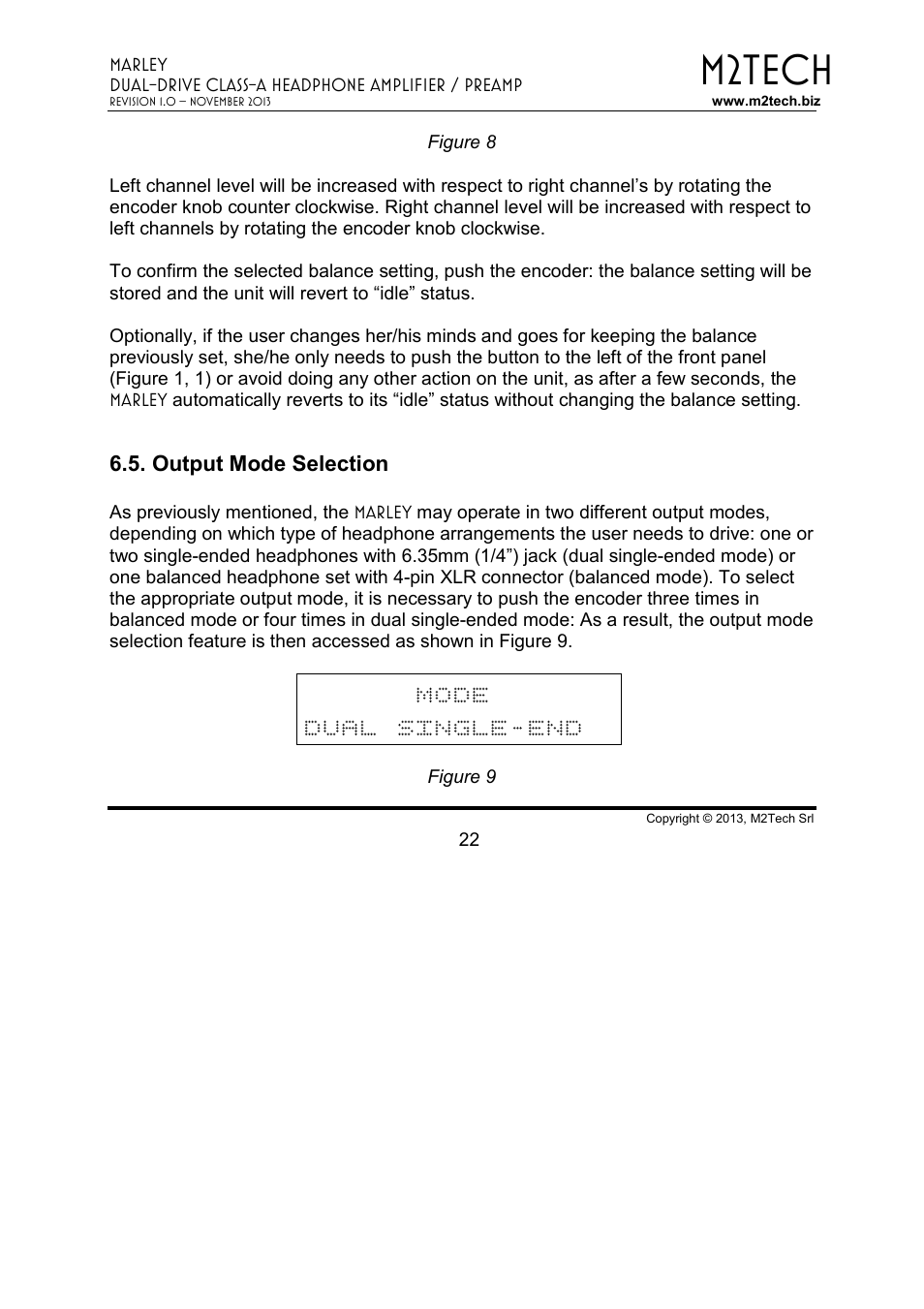 M2tech, Mode dual single-end | M2TECH Marley User Manual | Page 22 / 32
