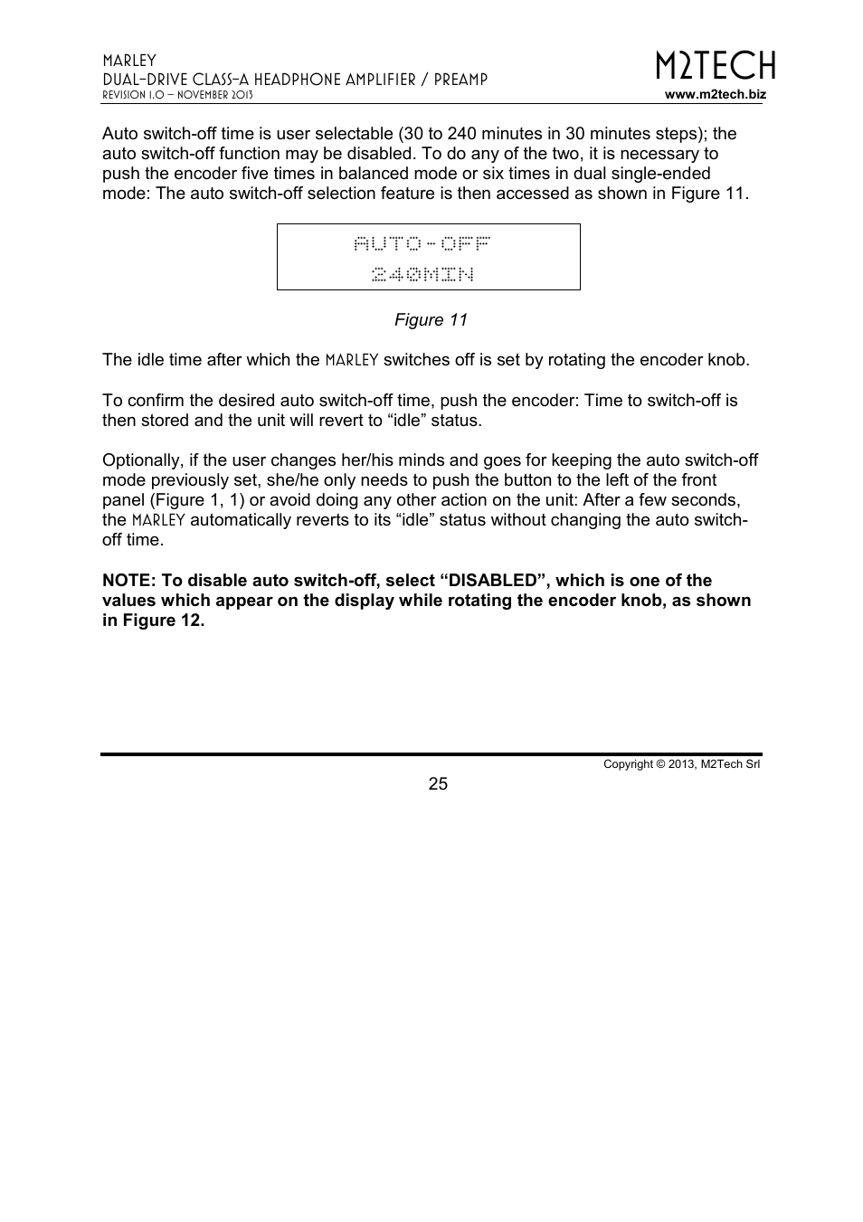 M2tech, Auto-off 240min | M2TECH Marley User Manual | Page 25 / 32