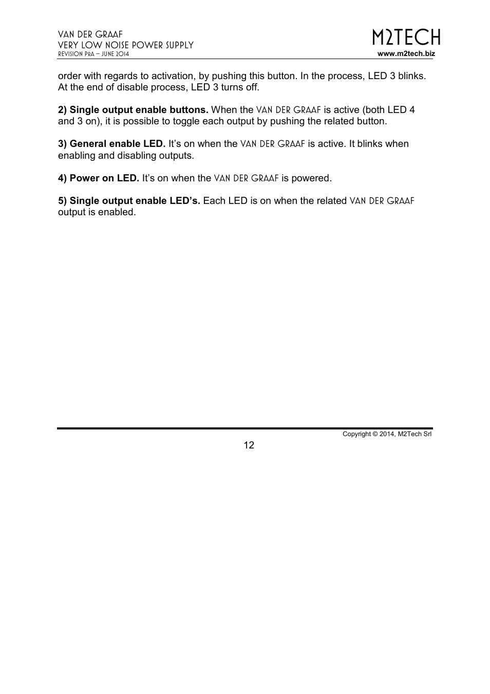 M2tech | M2TECH Van der Graaf User Manual | Page 12 / 22