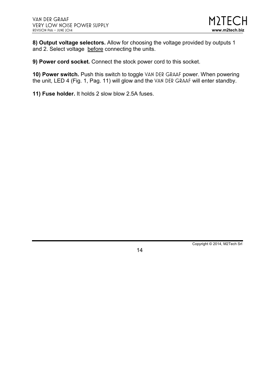 M2tech | M2TECH Van der Graaf User Manual | Page 14 / 22
