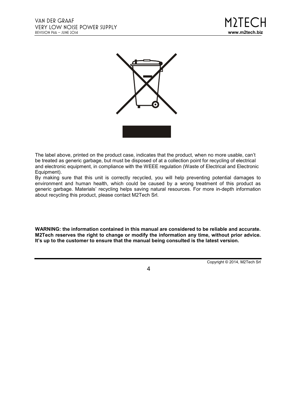 M2tech | M2TECH Van der Graaf User Manual | Page 4 / 22