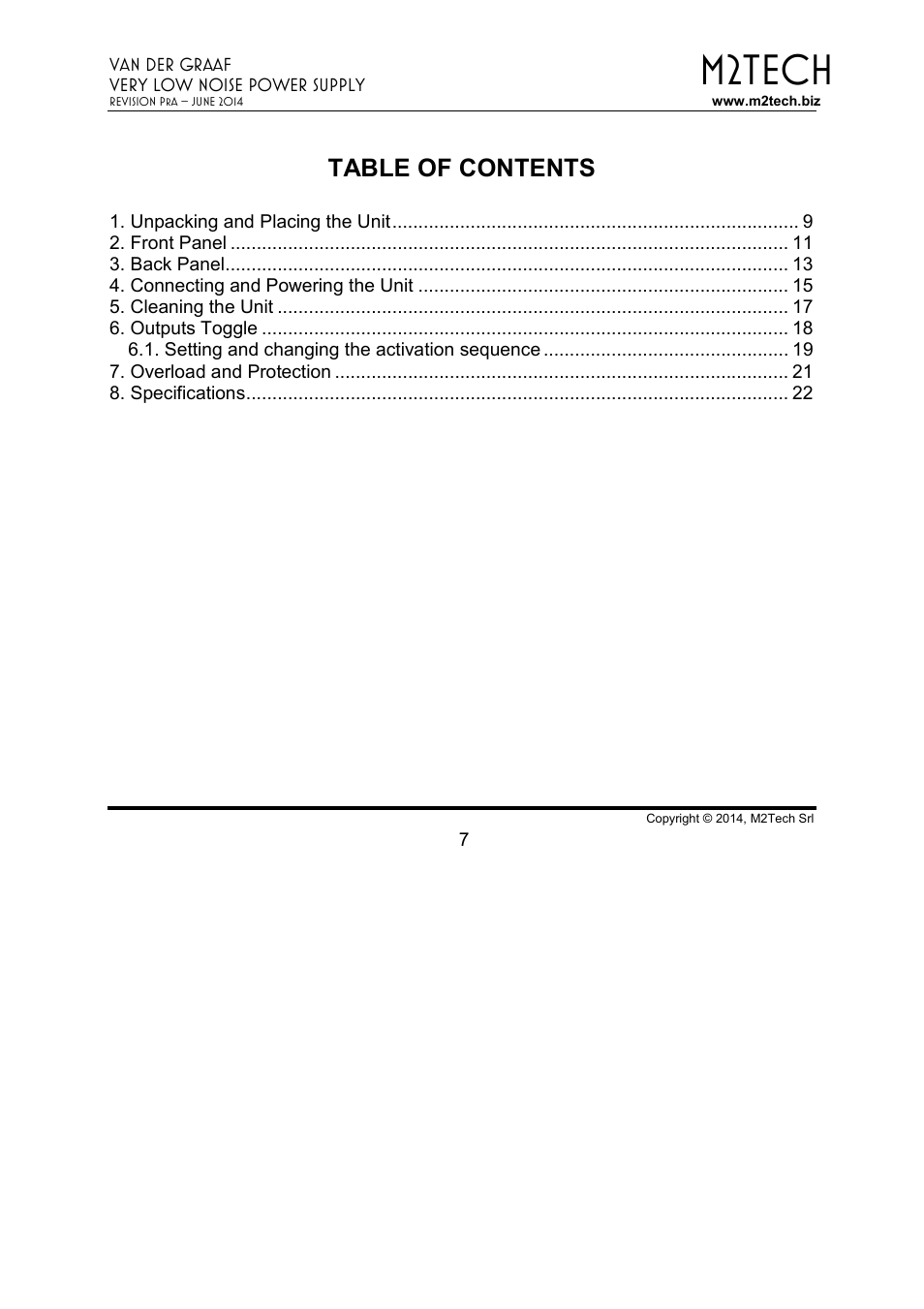M2TECH Van der Graaf User Manual | Page 7 / 22