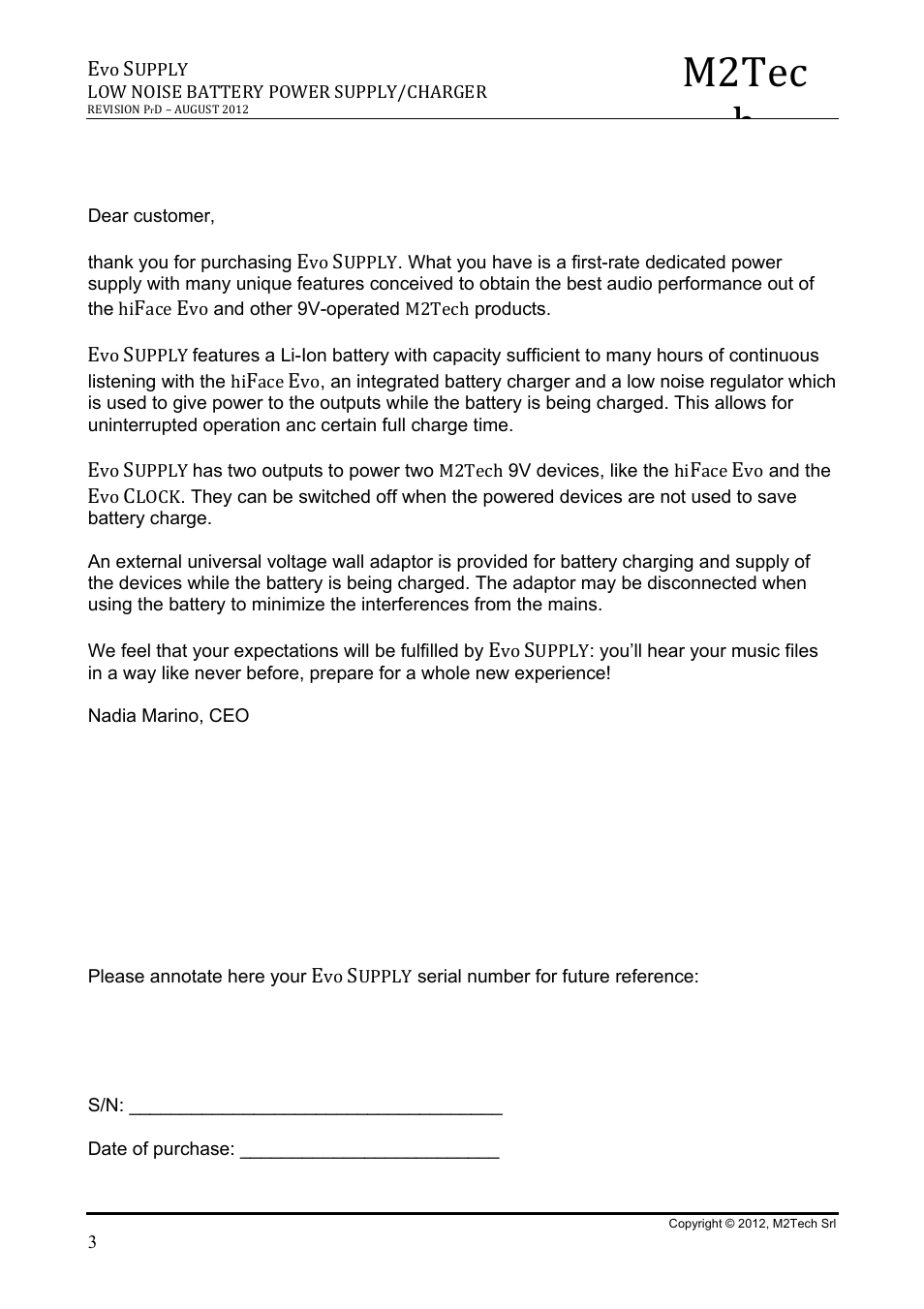 M2tec h | M2TECH Evo Supply User Manual | Page 3 / 10