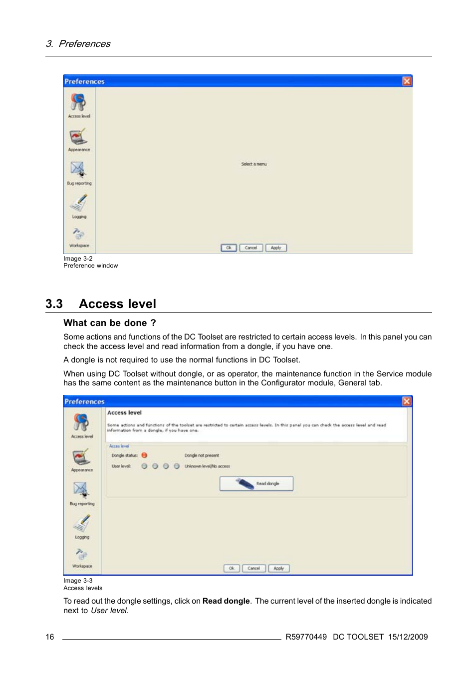 3 access level, Access level, Image 3-2) | Barco R59770449/01 User Manual | Page 20 / 79