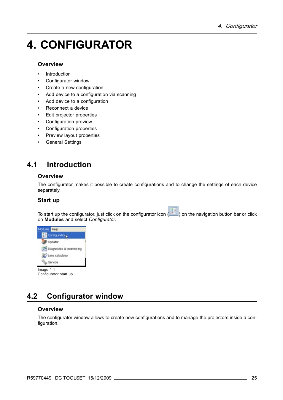 Configurator, 1 introduction, 2 configurator window | Barco R59770449/01 User Manual | Page 29 / 79