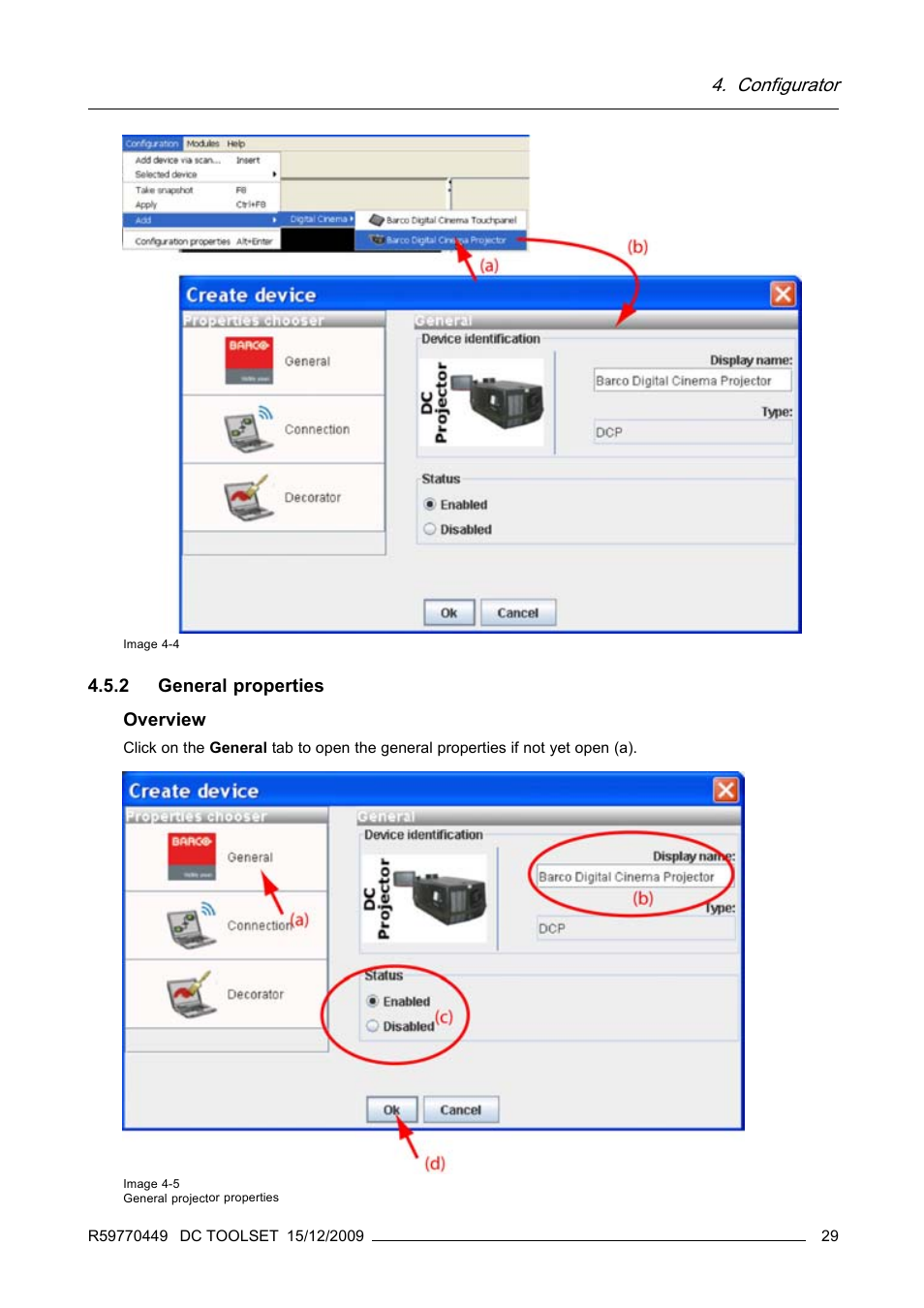 2 general properties, General properties, Image 4-4 | Configurator | Barco R59770449/01 User Manual | Page 33 / 79