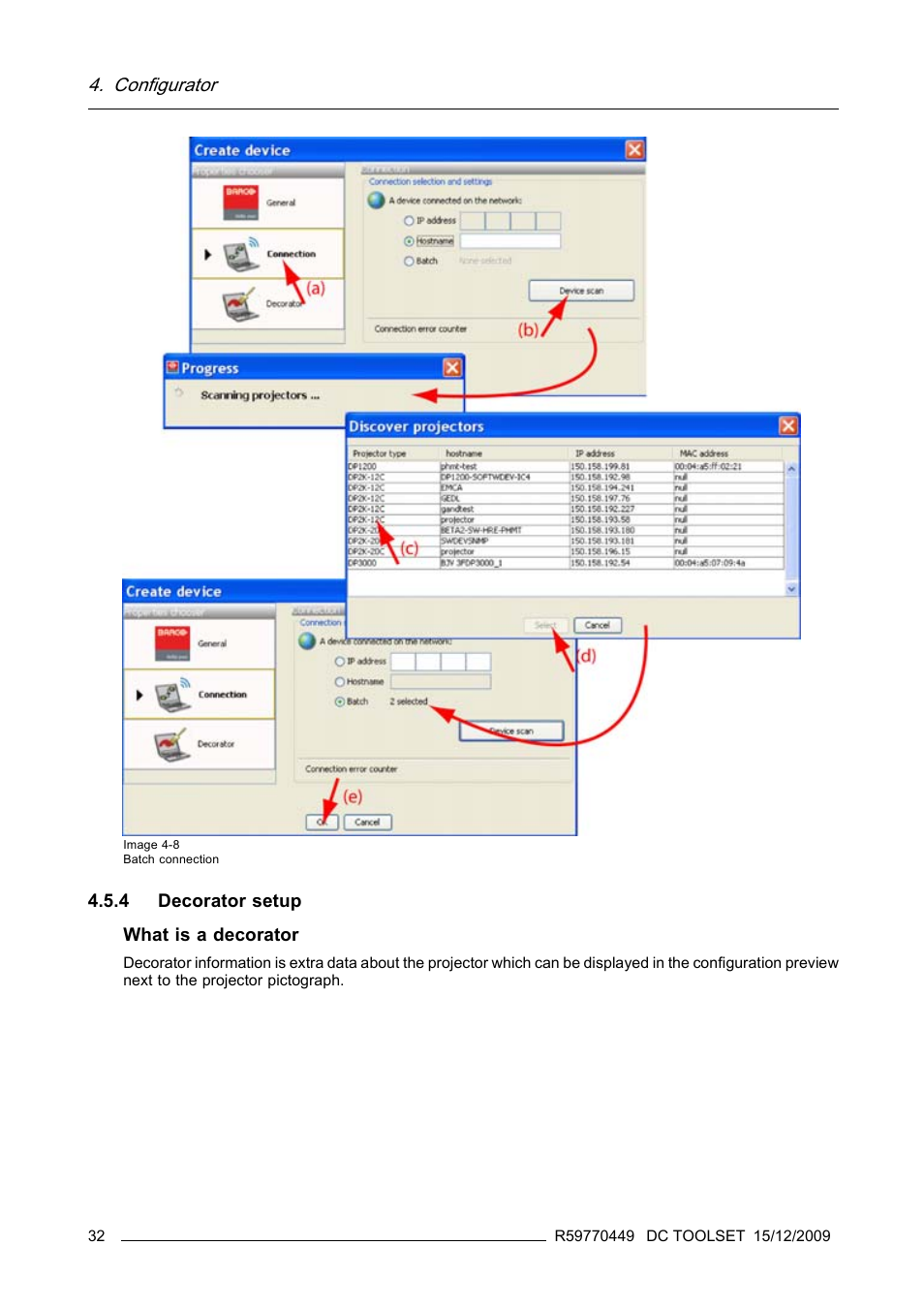 4 decorator setup, Decorator setup | Barco R59770449/01 User Manual | Page 36 / 79