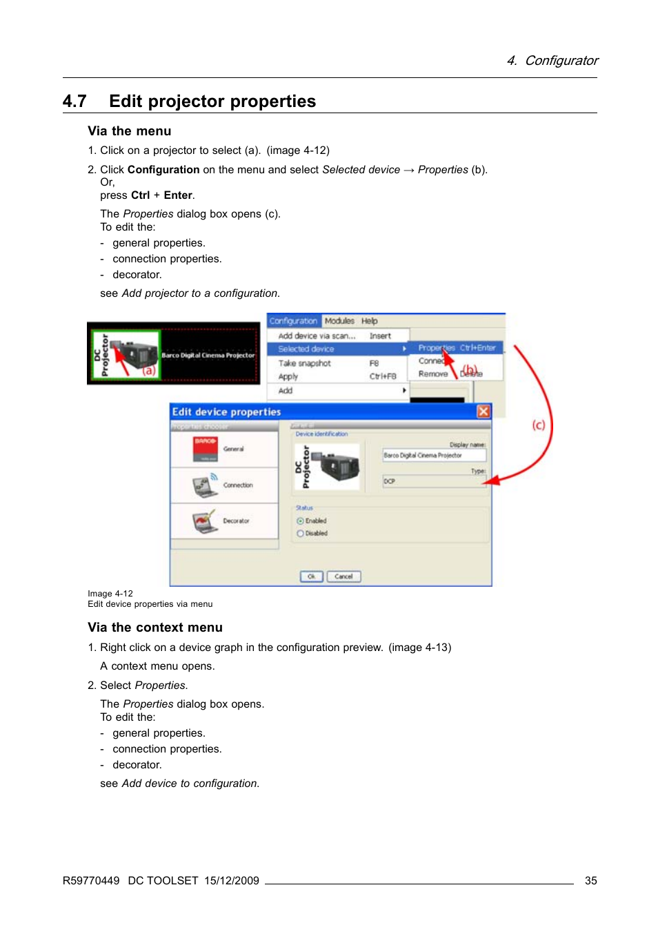 7 edit projector properties, Edit projector properties | Barco R59770449/01 User Manual | Page 39 / 79