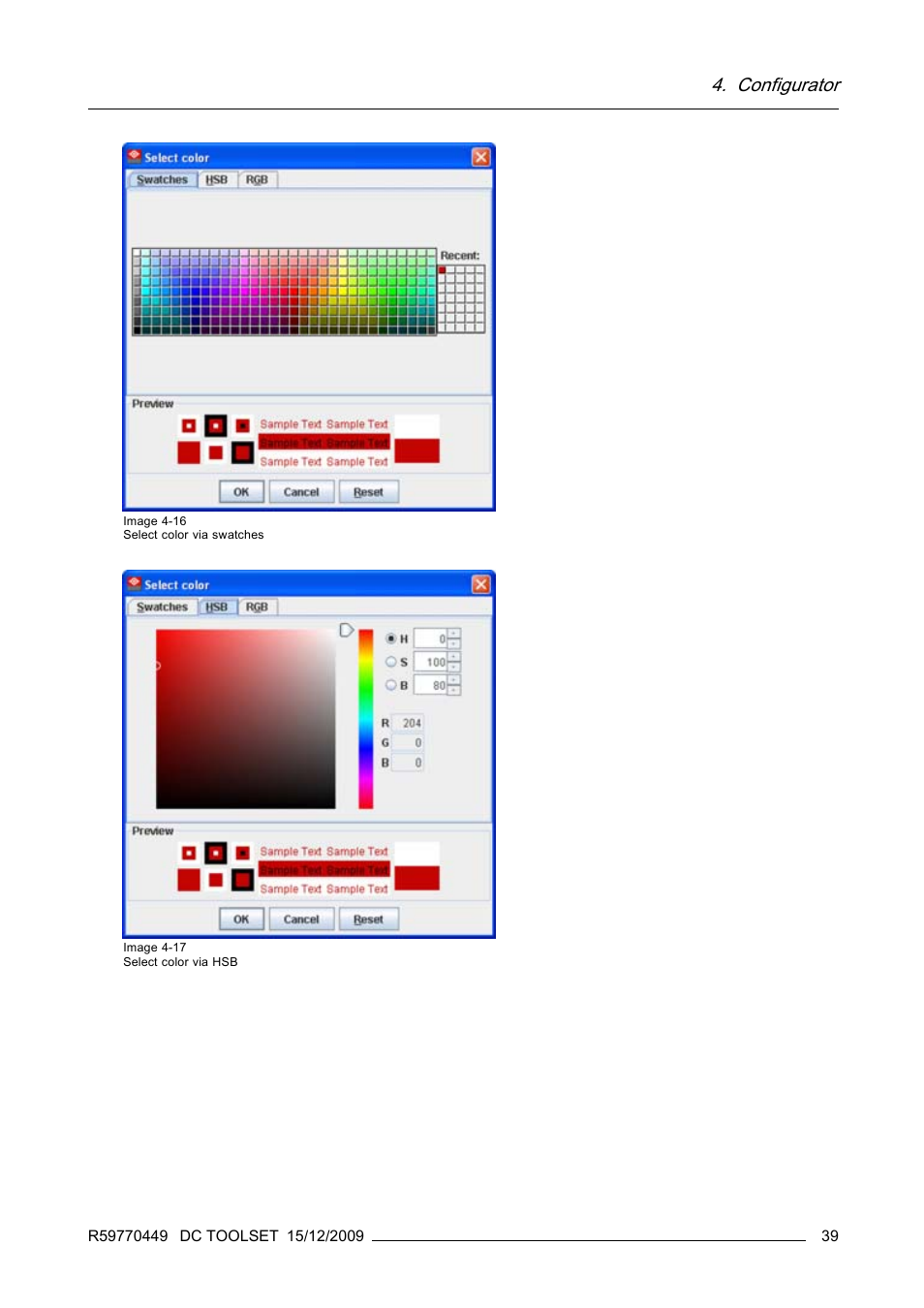 Image 4-16, Image 4-17, Configurator | Barco R59770449/01 User Manual | Page 43 / 79