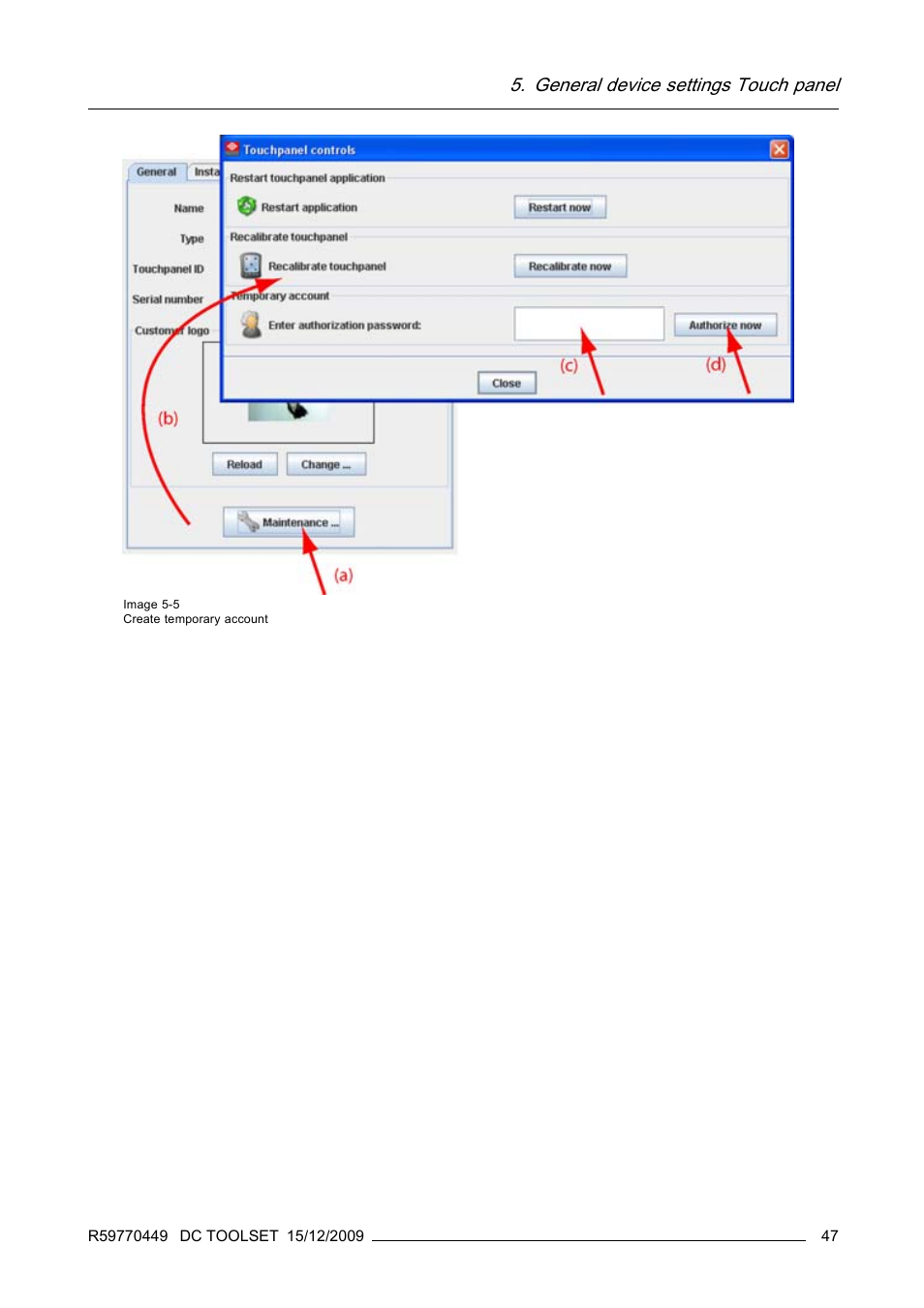 General device settings touch panel | Barco R59770449/01 User Manual | Page 51 / 79