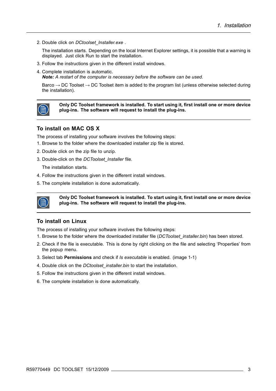 Installation | Barco R59770449/01 User Manual | Page 7 / 79