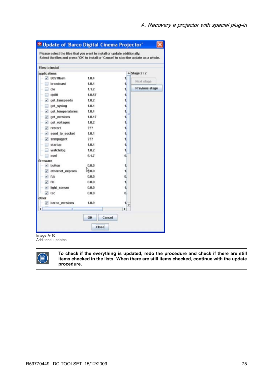 A. recovery a projector with special plug-in | Barco R59770449/01 User Manual | Page 79 / 79