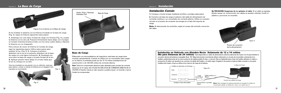 La base de carga, Instalación común, Instalación | Base de carga | Maglite MAGCHARGER LED Rechargeable System User Manual | Page 16 / 20