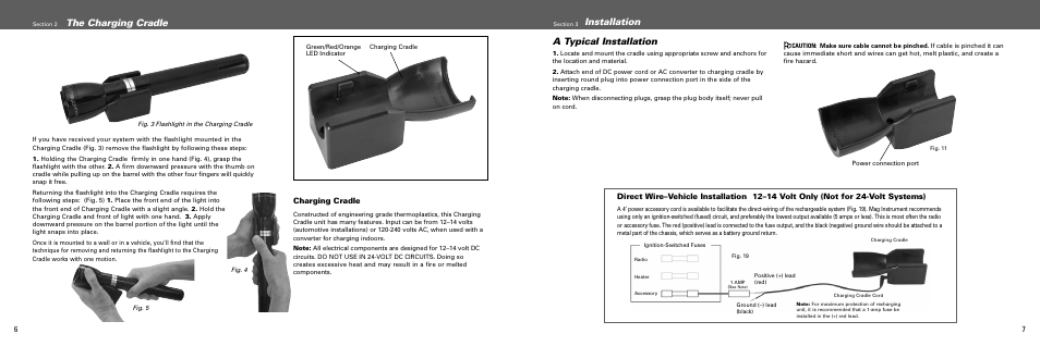 The charging cradle, Installation, A typical installation | Charging cradle | Maglite MAGCHARGER LED Rechargeable System User Manual | Page 4 / 20