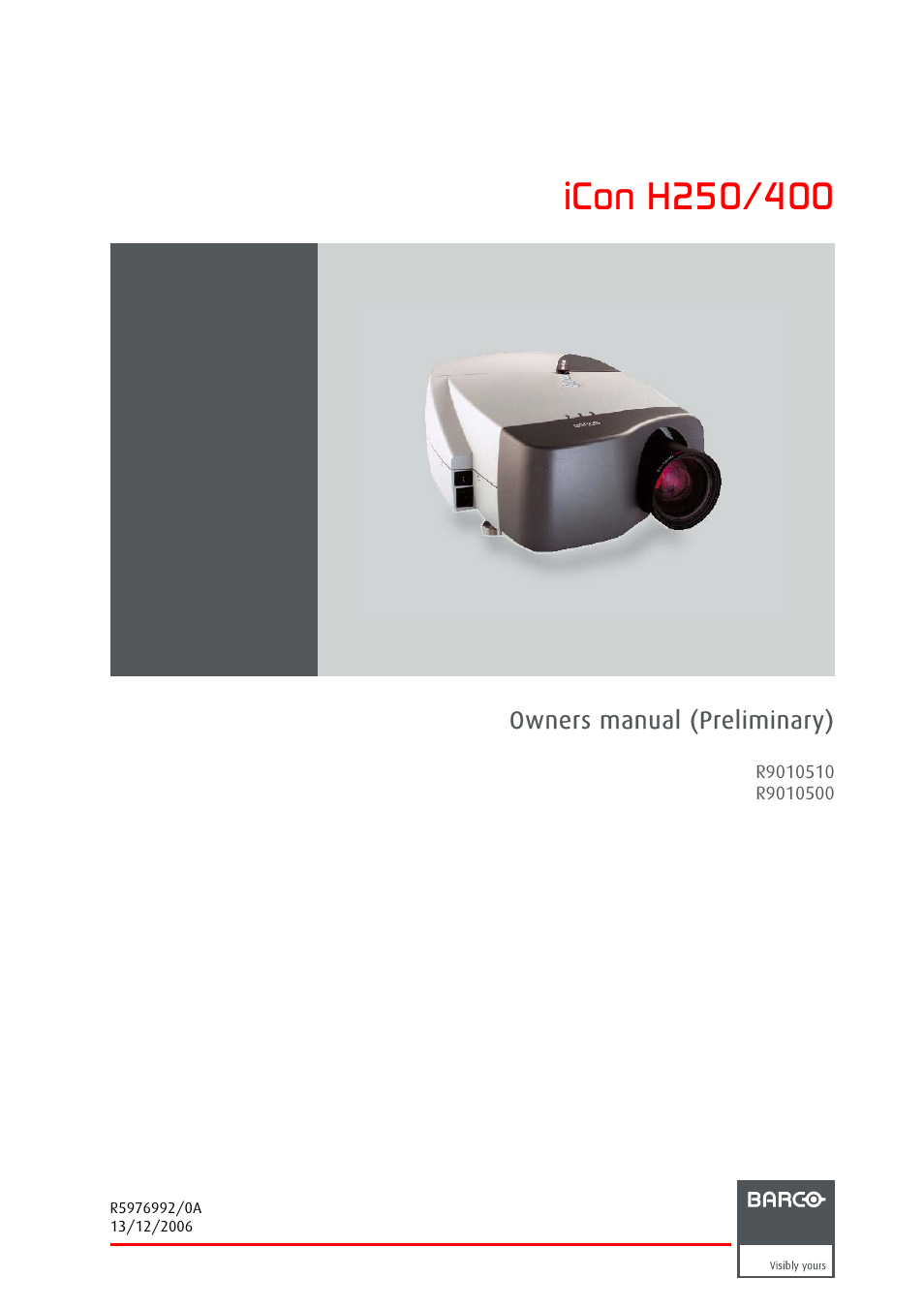 Barco ICON H250/400 R9010510 User Manual | 154 pages