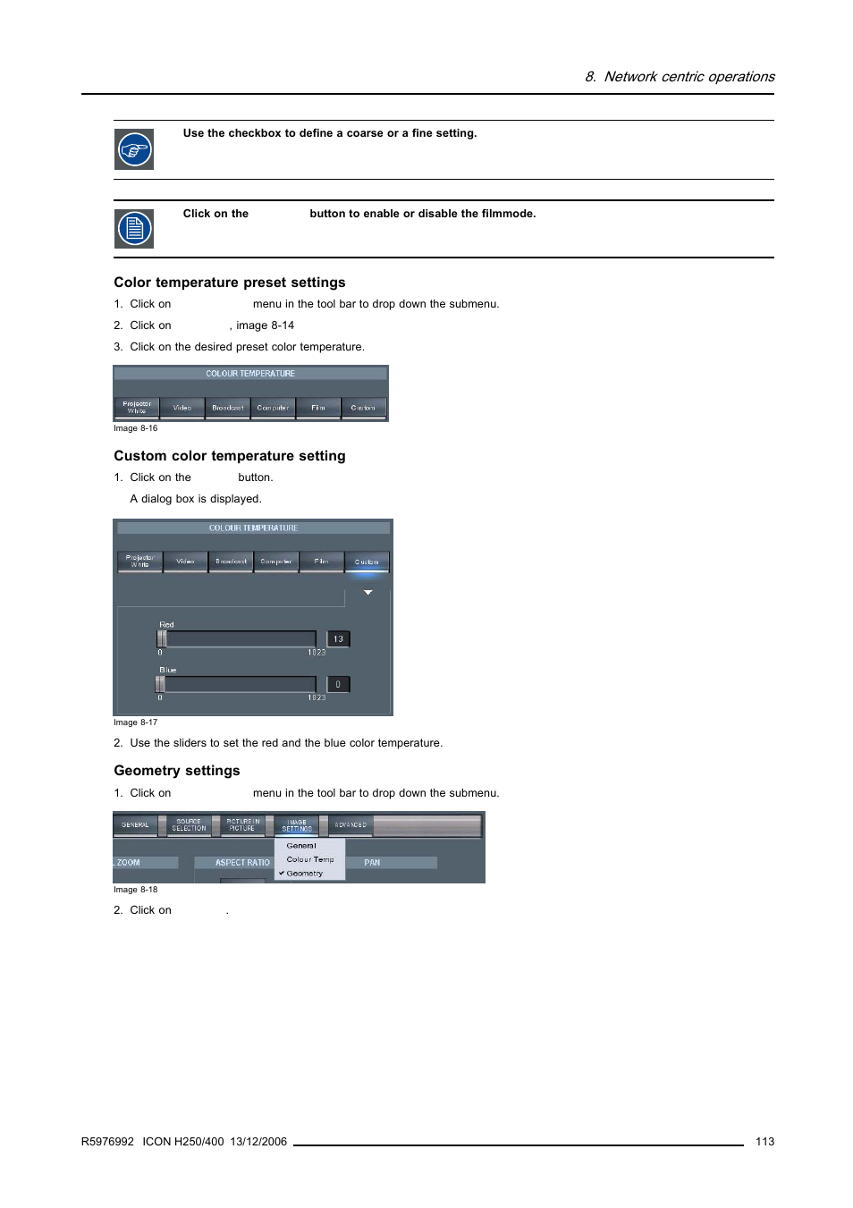 Network centric operations | Barco ICON H250/400 R9010510 User Manual | Page 119 / 154