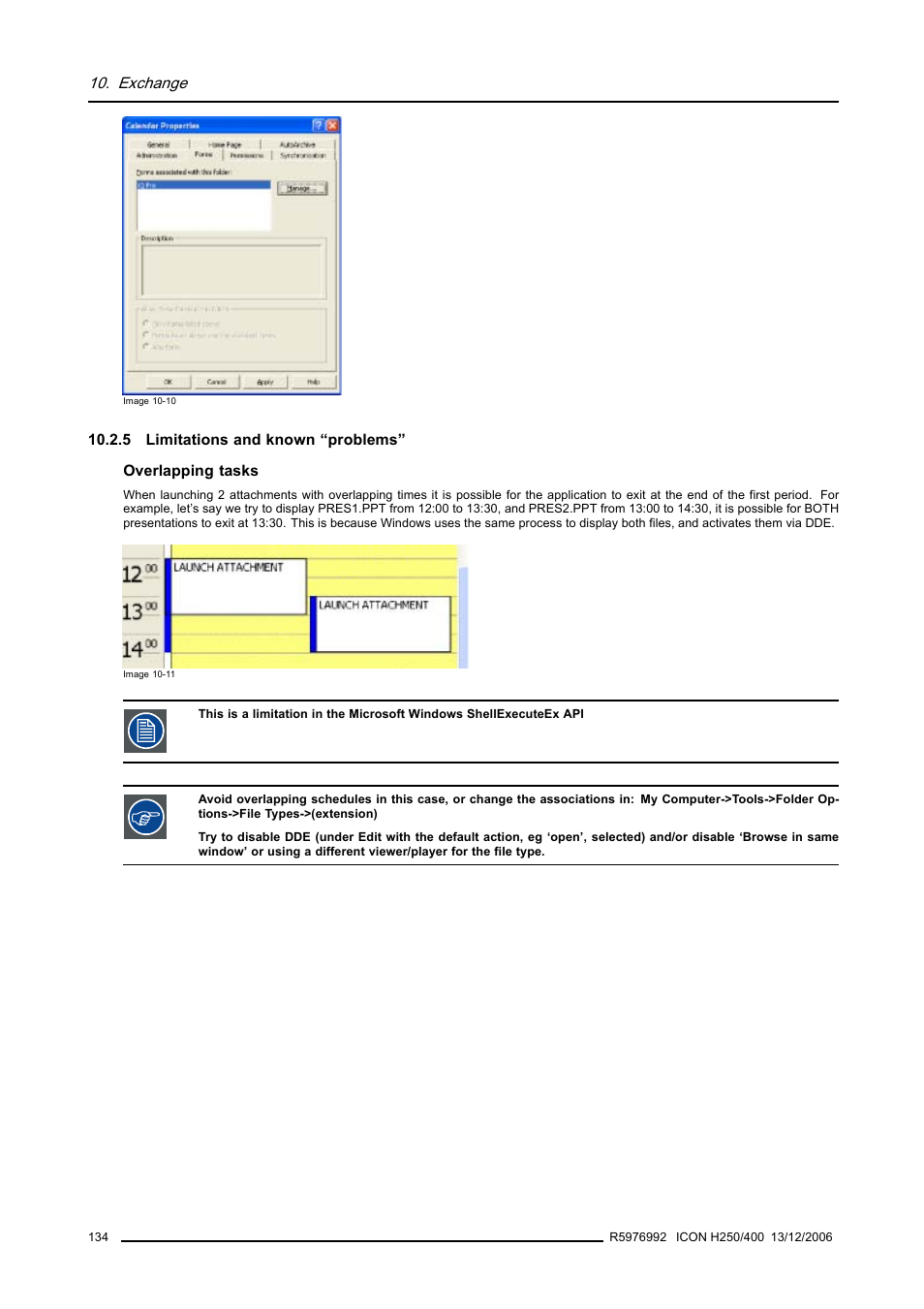 5 limitations and known “problems, Exchange | Barco ICON H250/400 R9010510 User Manual | Page 140 / 154