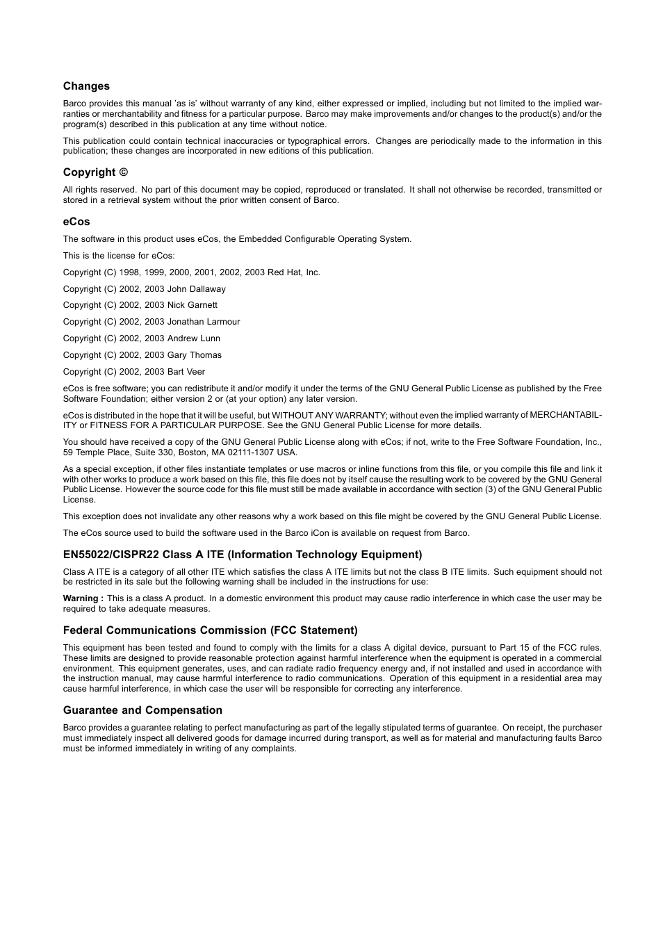 Barco ICON H250/400 R9010510 User Manual | Page 3 / 154