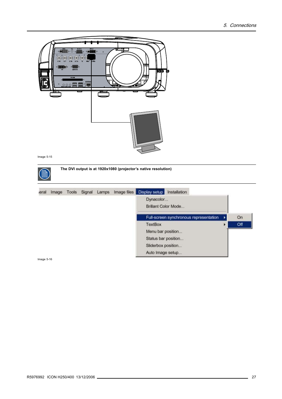 Connections | Barco ICON H250/400 R9010510 User Manual | Page 33 / 154