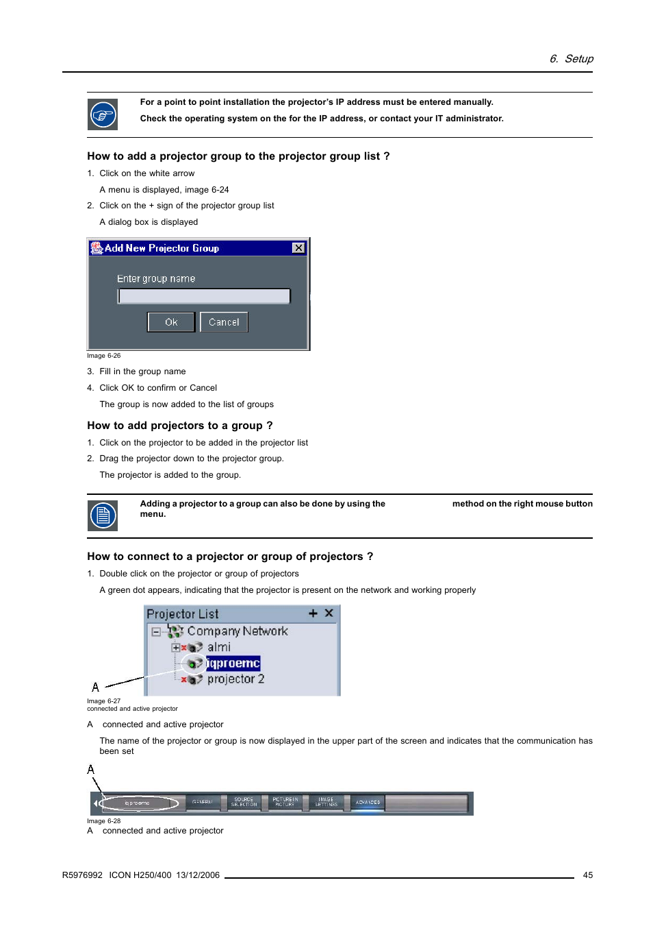 Setup | Barco ICON H250/400 R9010510 User Manual | Page 51 / 154