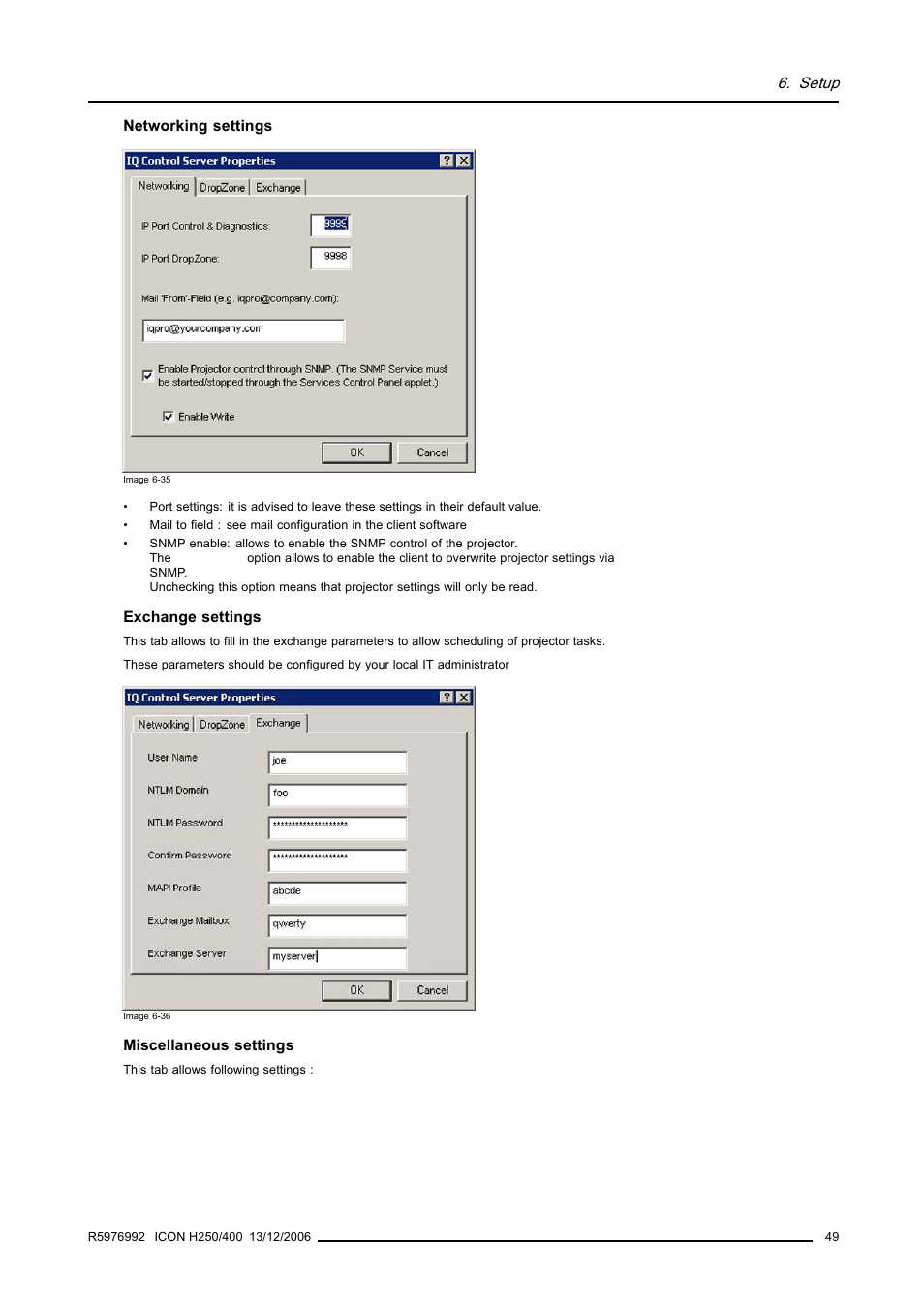 Setup | Barco ICON H250/400 R9010510 User Manual | Page 55 / 154
