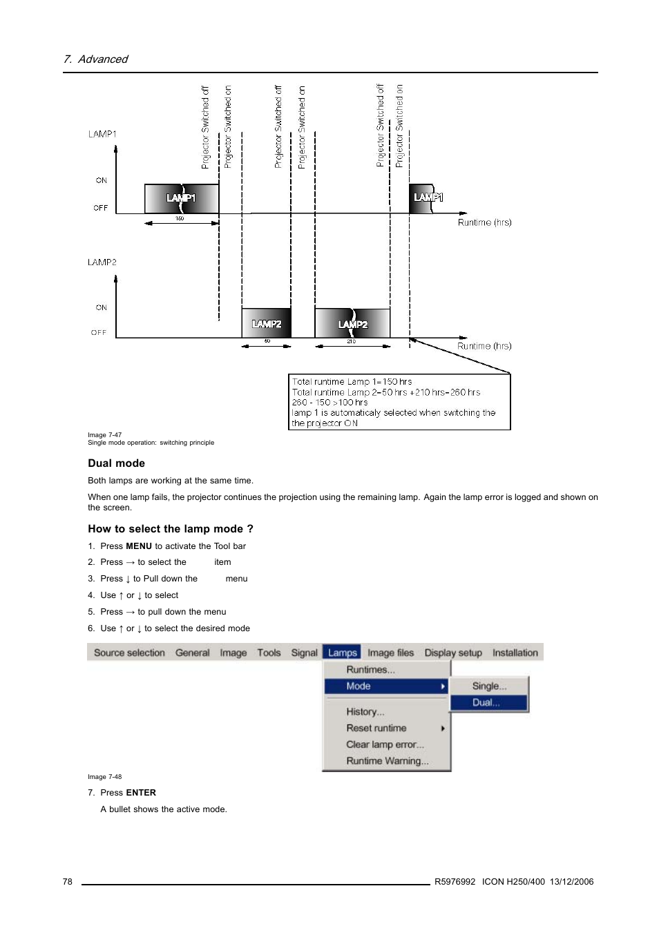 Advanced | Barco ICON H250/400 R9010510 User Manual | Page 84 / 154