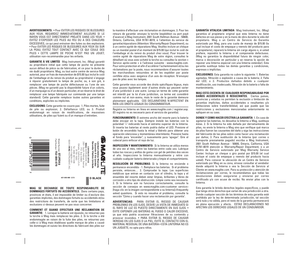 Maglite ST2PDX6 User Manual | Page 2 / 2