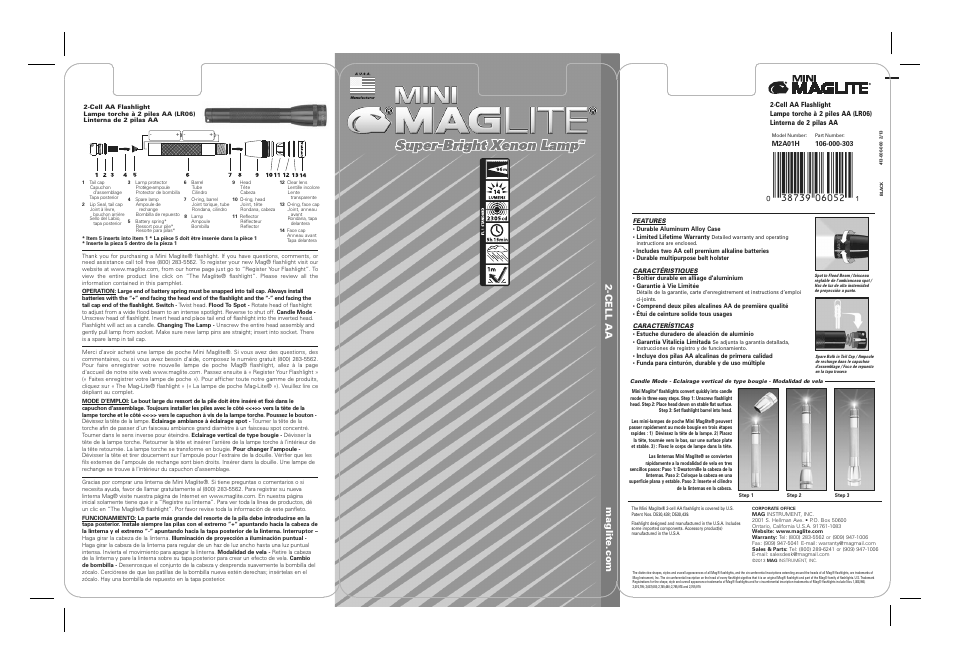 Maglite Mini MAGLITE® 2-Cell AA Flashlight User Manual | 2 pages