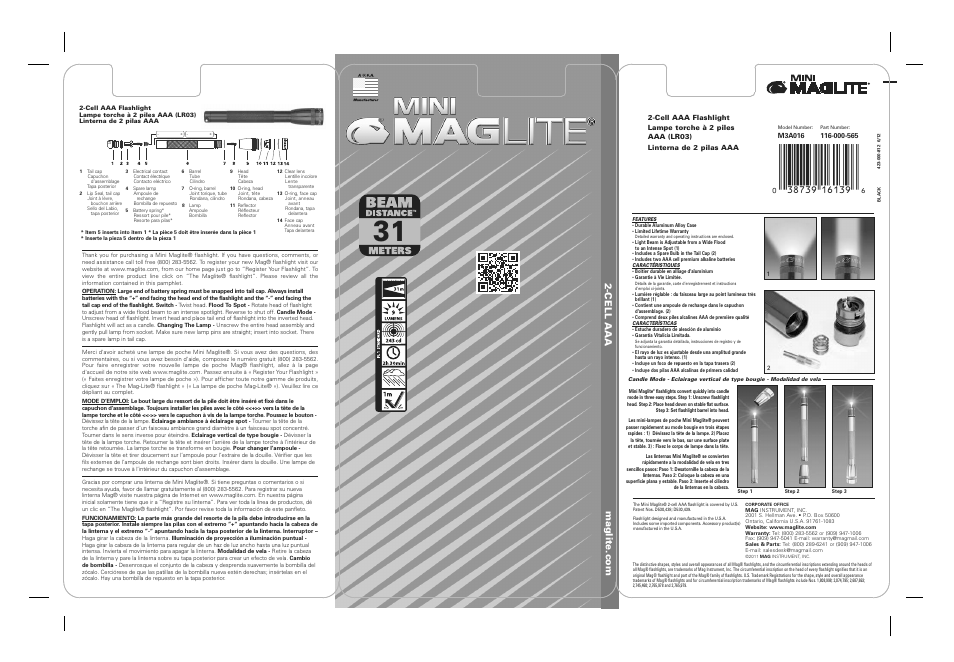 Maglite Mini MAGLITE® 2-Cell AAA Flashlight User Manual | 2 pages