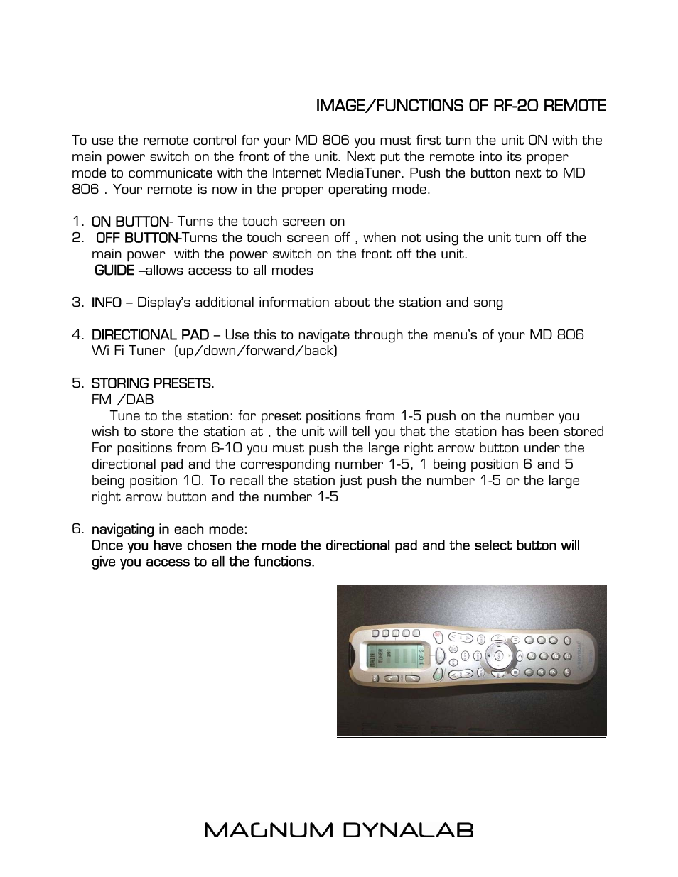 Magnum Dynalab MD-806T User Manual | Page 20 / 28