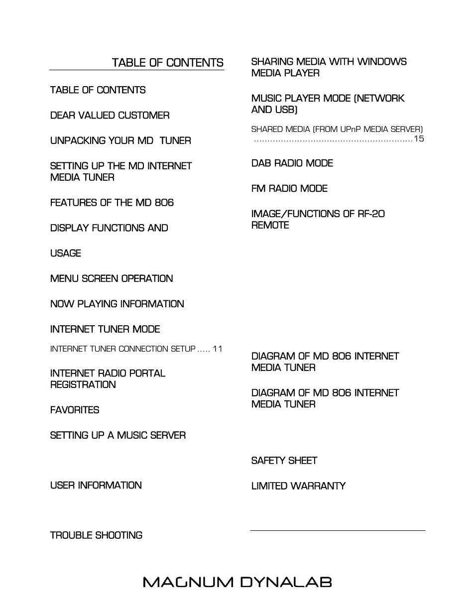 Magnum Dynalab MD-806T User Manual | Page 3 / 28