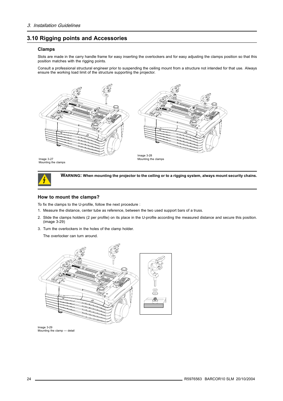 10 rigging points and accessories | Barco R9010010 User Manual | Page 28 / 137