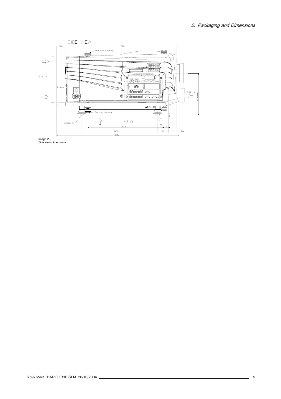 Packaging and dimensions | Barco R9010010 User Manual | Page 9 / 137