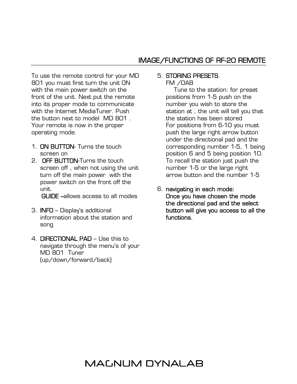 Magnum Dynalab MD-801 User Manual | Page 22 / 29