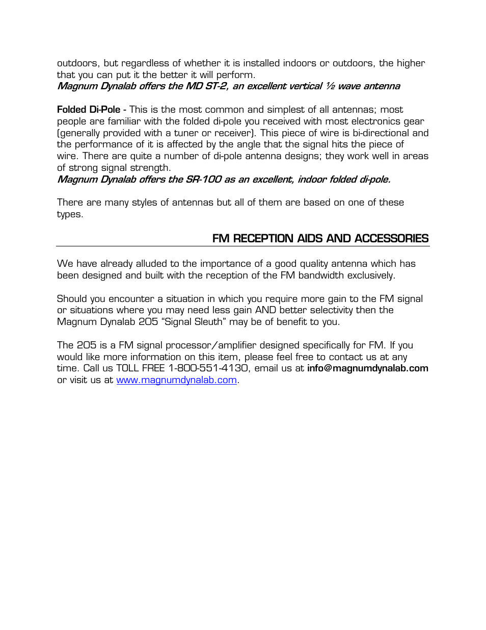 Fm reception aids and accessories, Fm reception aids and accessories 13 | Magnum Dynalab MD-109 User Manual | Page 13 / 19