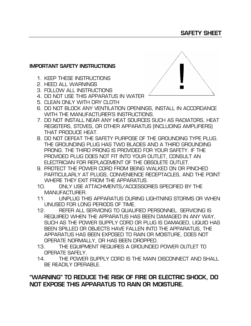Safety sheet 18 | Magnum Dynalab MD-109 User Manual | Page 18 / 19
