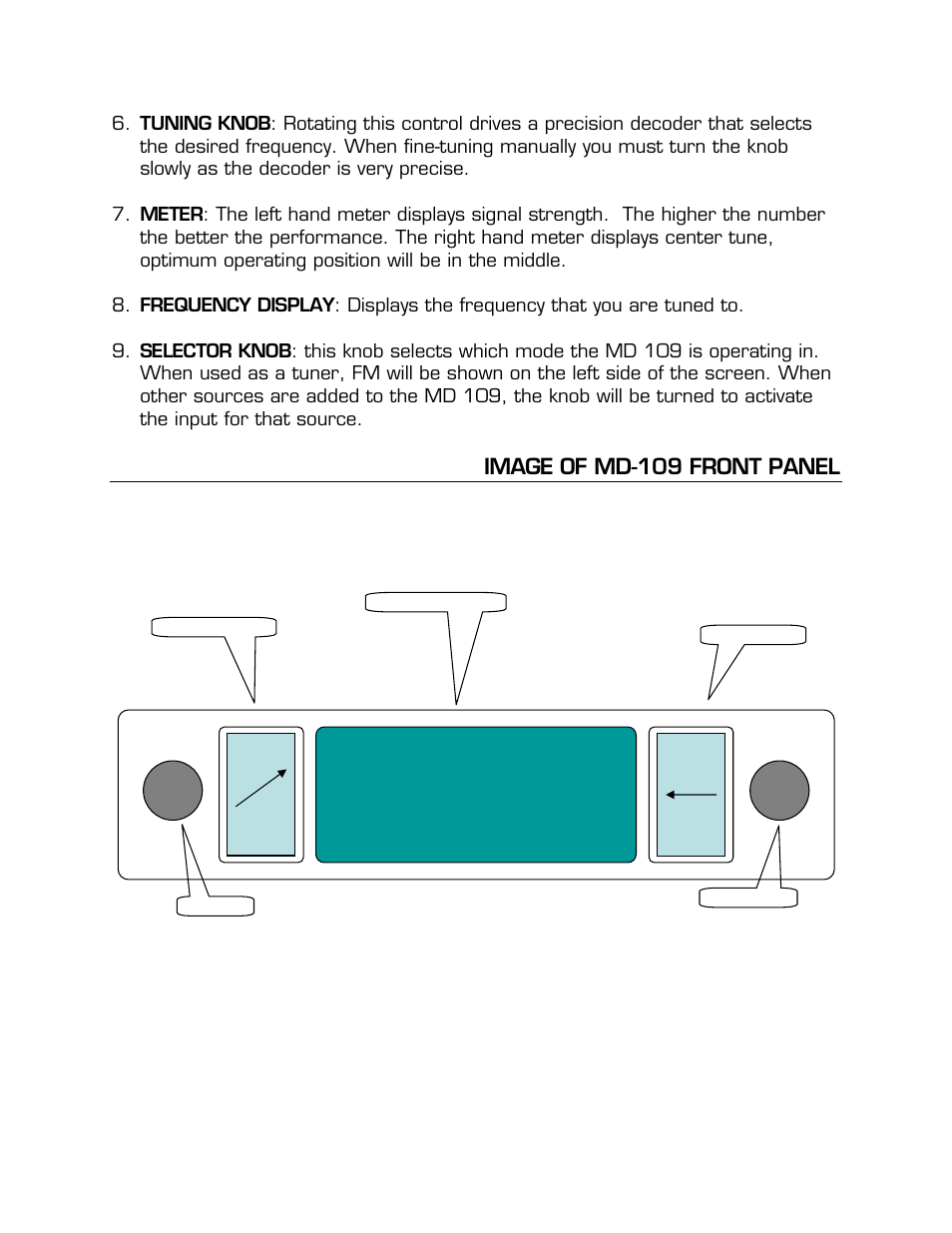 Image of md-109 front panel, Fm 91.1 | Magnum Dynalab MD-109 User Manual | Page 6 / 19