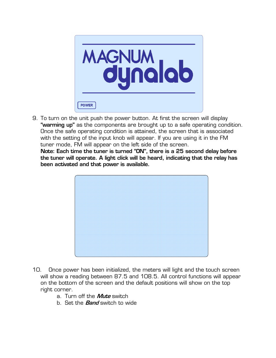 Warming up | Magnum Dynalab MD-109 User Manual | Page 8 / 19