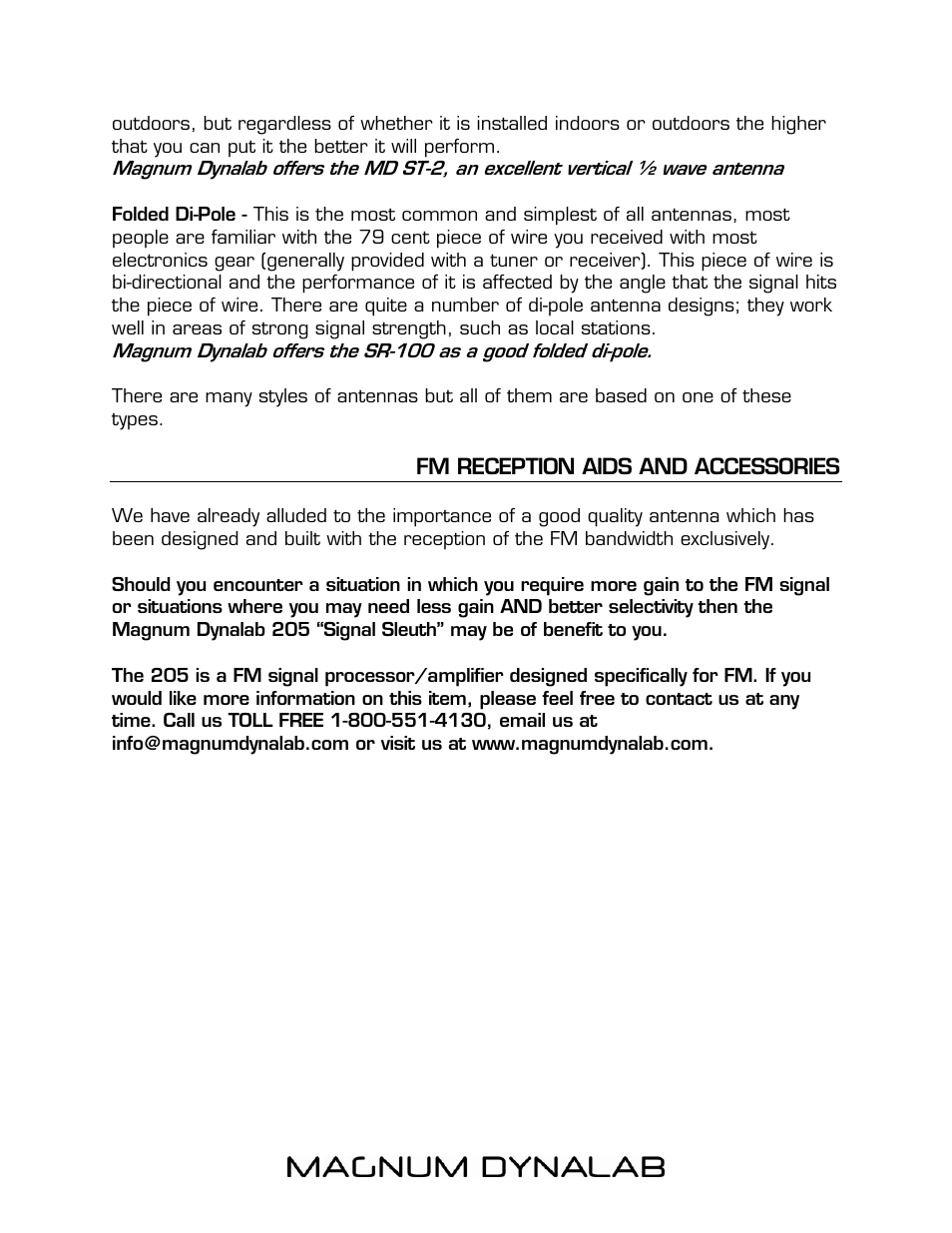 Fm reception aids and accessories | Magnum Dynalab MD-108T User Manual | Page 13 / 16