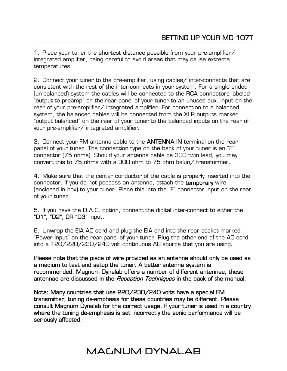 Magnum Dynalab MD-107T User Manual | Page 5 / 16