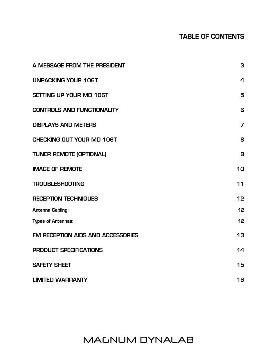 Magnum Dynalab MD-106T User Manual | Page 2 / 16